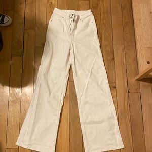 High rise white wide leg pants